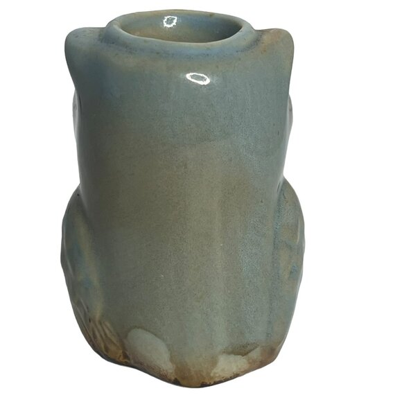 Blue Ceramic Owl Toothpick Holder Brown Accents Decorative Kitchen Charm 3” - Picture 4 of 8